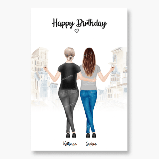 2 Freundinnen - Personalisiertes Geburtstagsgeschenk - Poster