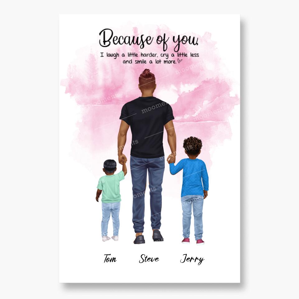 Vater mit zwei Söhnen - personalisiertes Geschenk - Poster