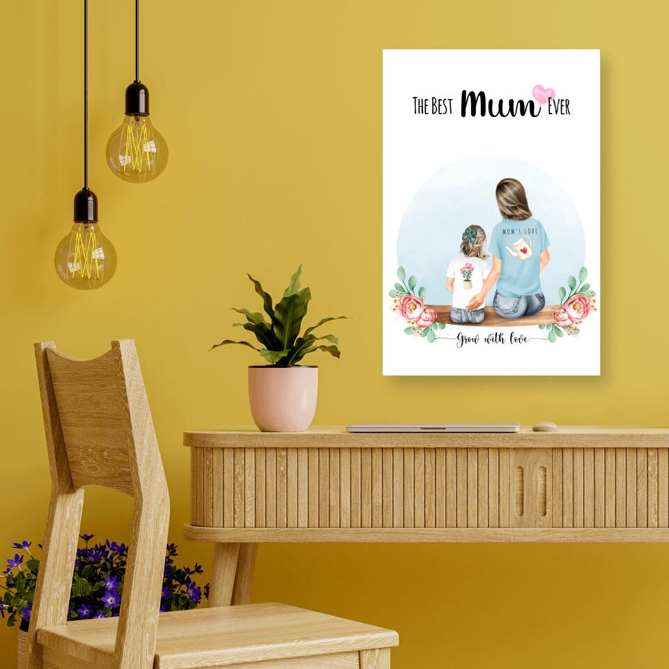 Personalisiertes Familienporträt - Mutter und Mädchen - Poster