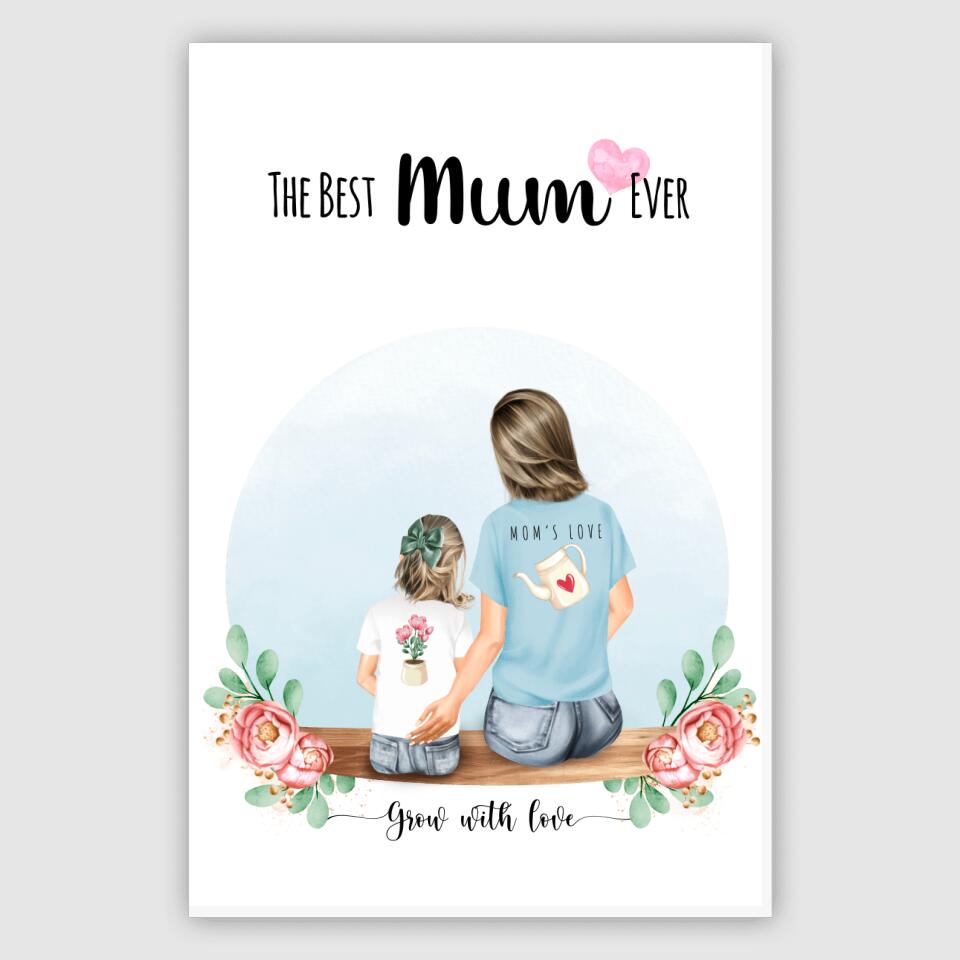 Personalisiertes Familienporträt - Mutter und Mädchen - Poster