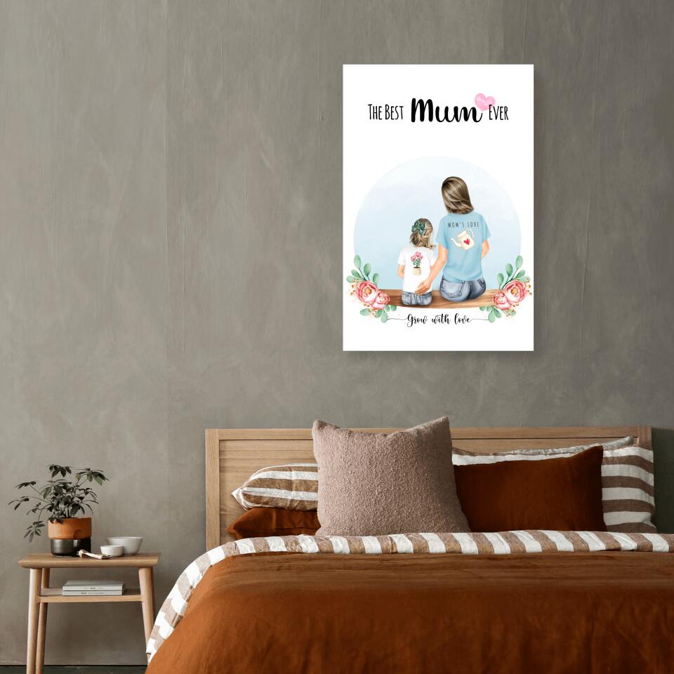 Personalisiertes Familienporträt - Mutter und Mädchen - Poster