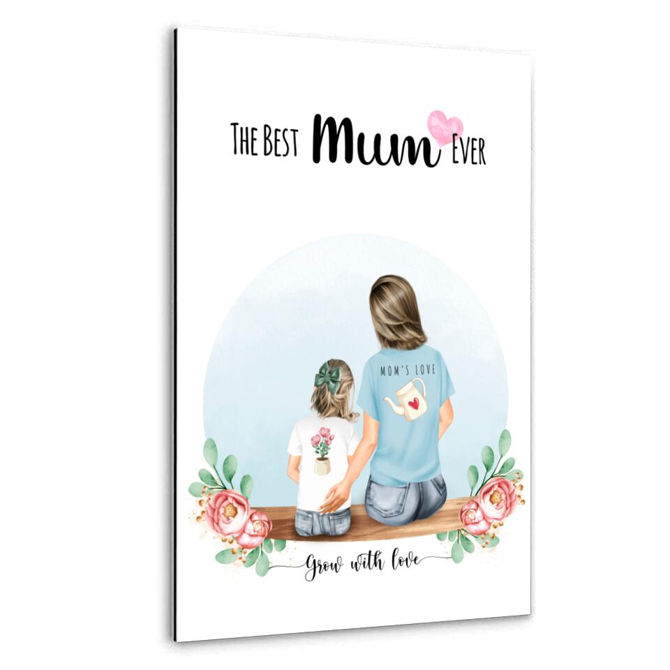 Personalisiertes Familienporträt - Mutter und Mädchen - Poster