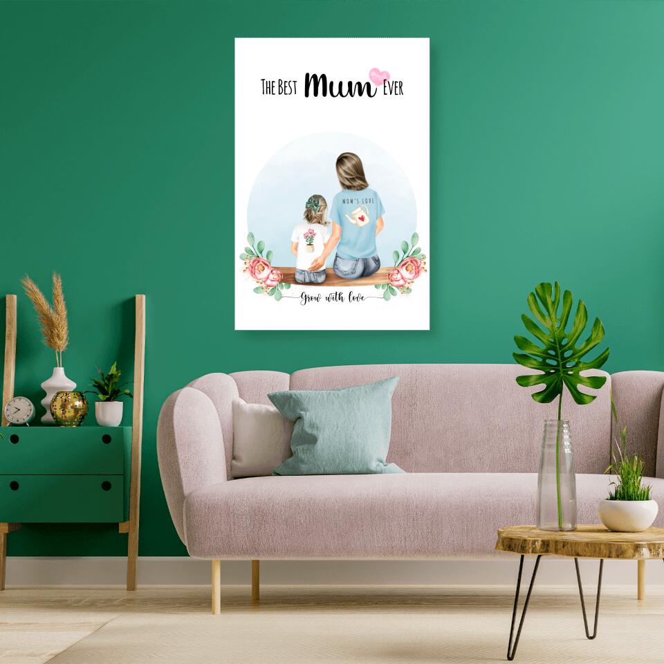 Personalisiertes Familienporträt - Mutter und Mädchen - Poster