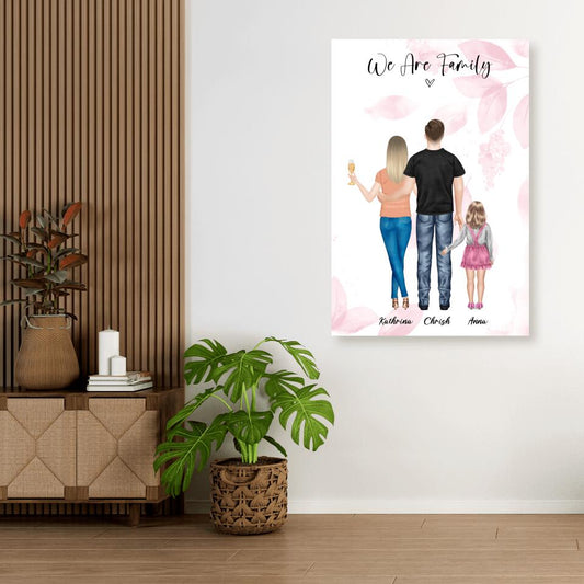 Ehepaar mit Tochter - persönliches Wandbild - Leinwand