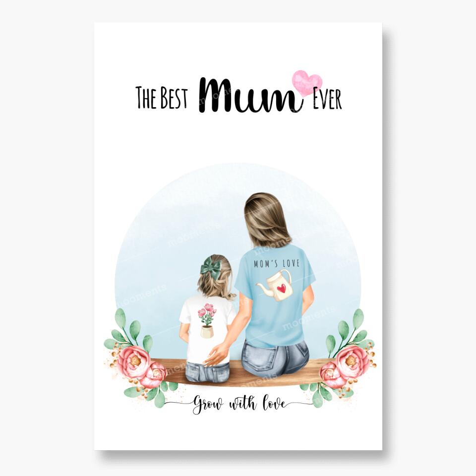 Personalisiertes Familienporträt - Mutter und Mädchen - Leinwand