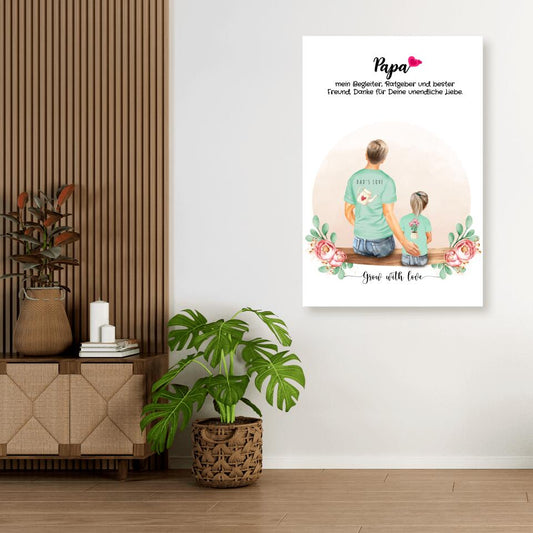 Vater und Tochter - Personalisiertes Geschenk - Leinwand