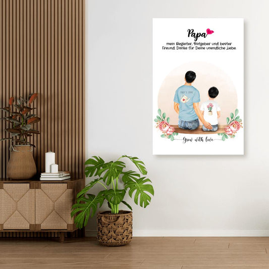 Vater und Sohn - Personalisiertes Geschenk - Leinwand