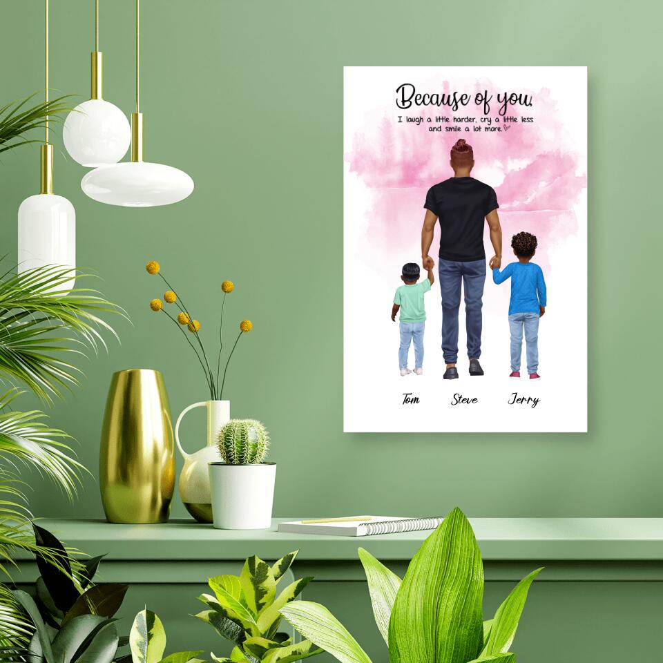 Vater mit zwei Söhnen - personalisiertes Geschenk - Alu-Dibond
