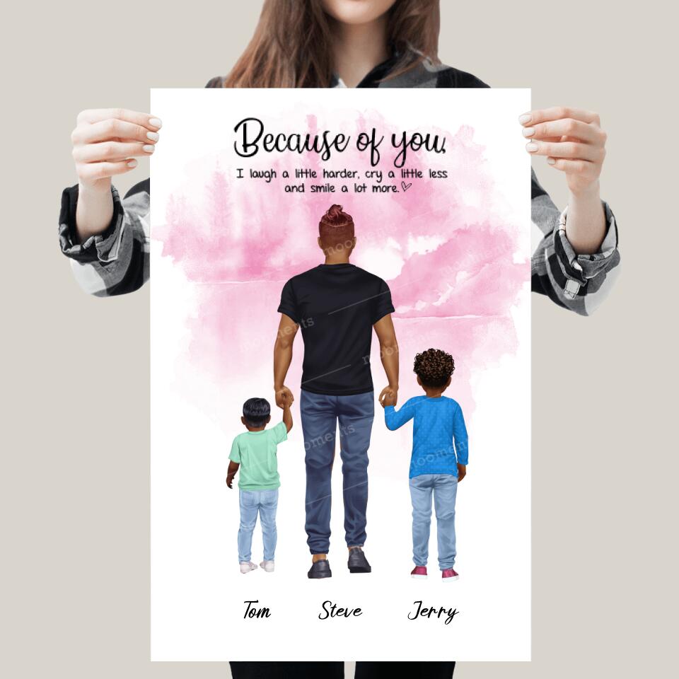 Vater mit zwei Söhnen - personalisiertes Geschenk - Alu-Dibond