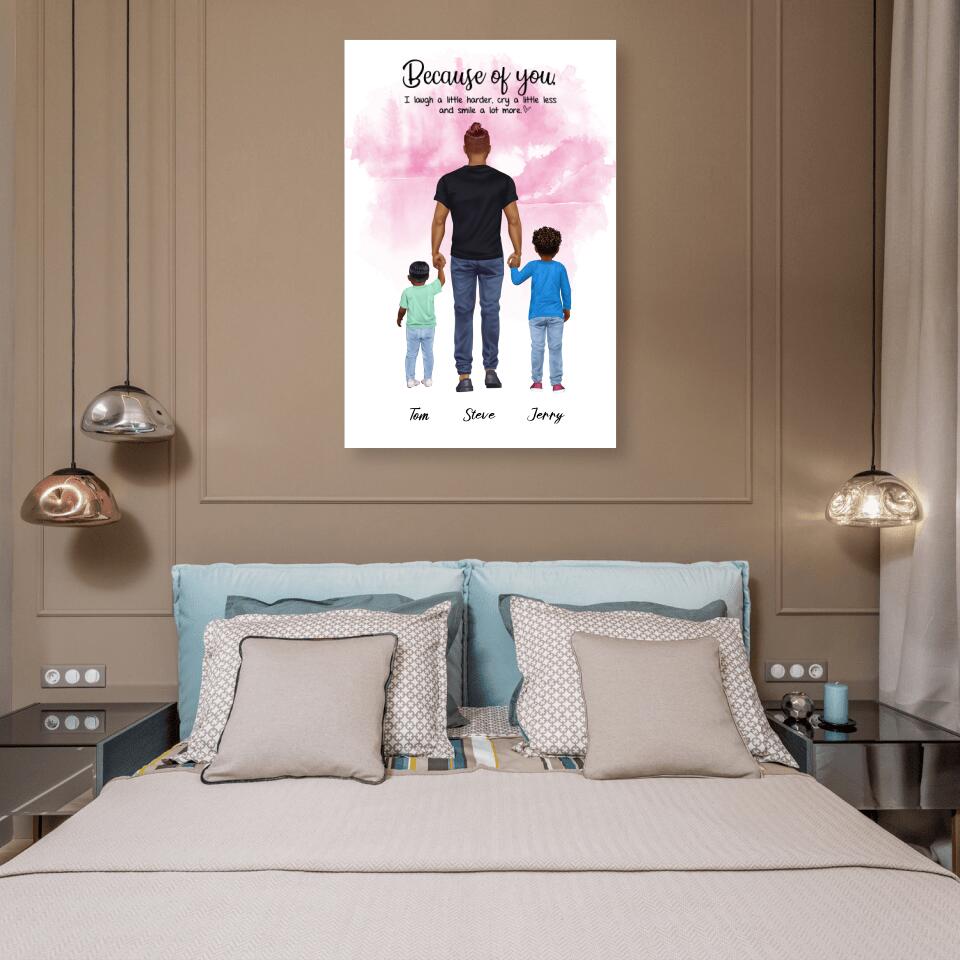 Vater mit zwei Söhnen - personalisiertes Geschenk - Alu-Dibond
