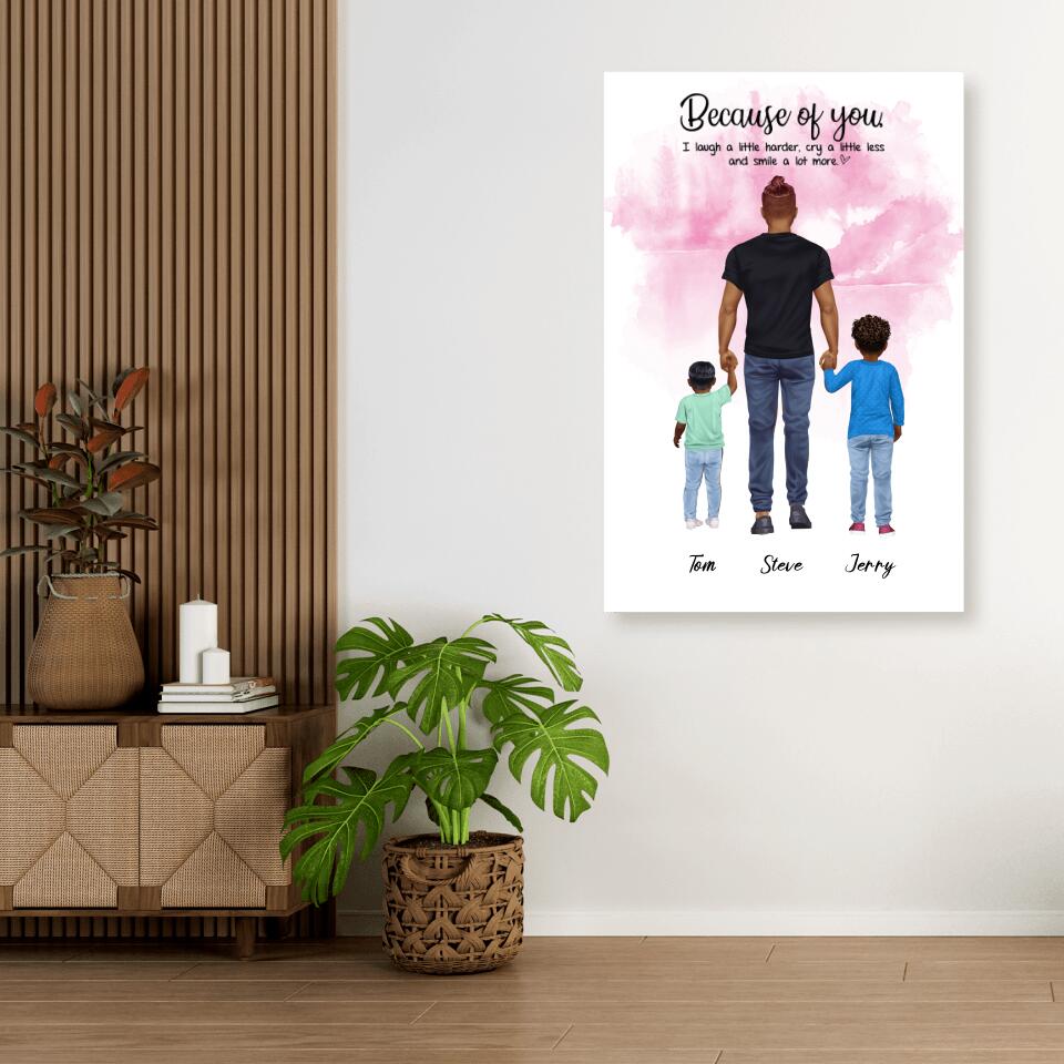 Vater mit zwei Söhnen - personalisiertes Geschenk - Alu-Dibond