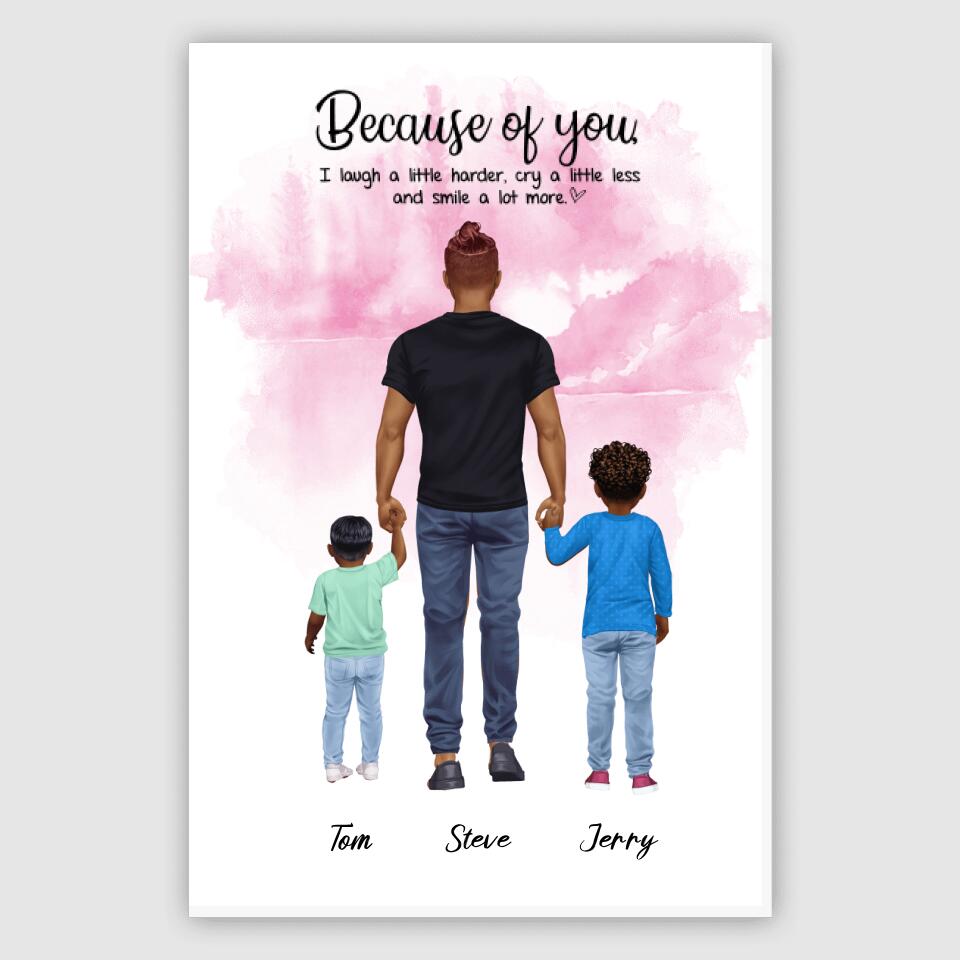 Vater mit zwei Söhnen - personalisiertes Geschenk - Alu-Dibond
