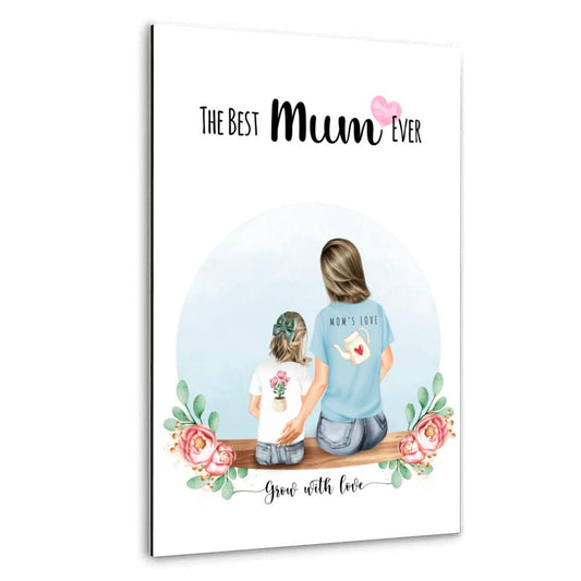 Personalisiertes Familienporträt - Mutter und Mädchen - Alu-Dibond