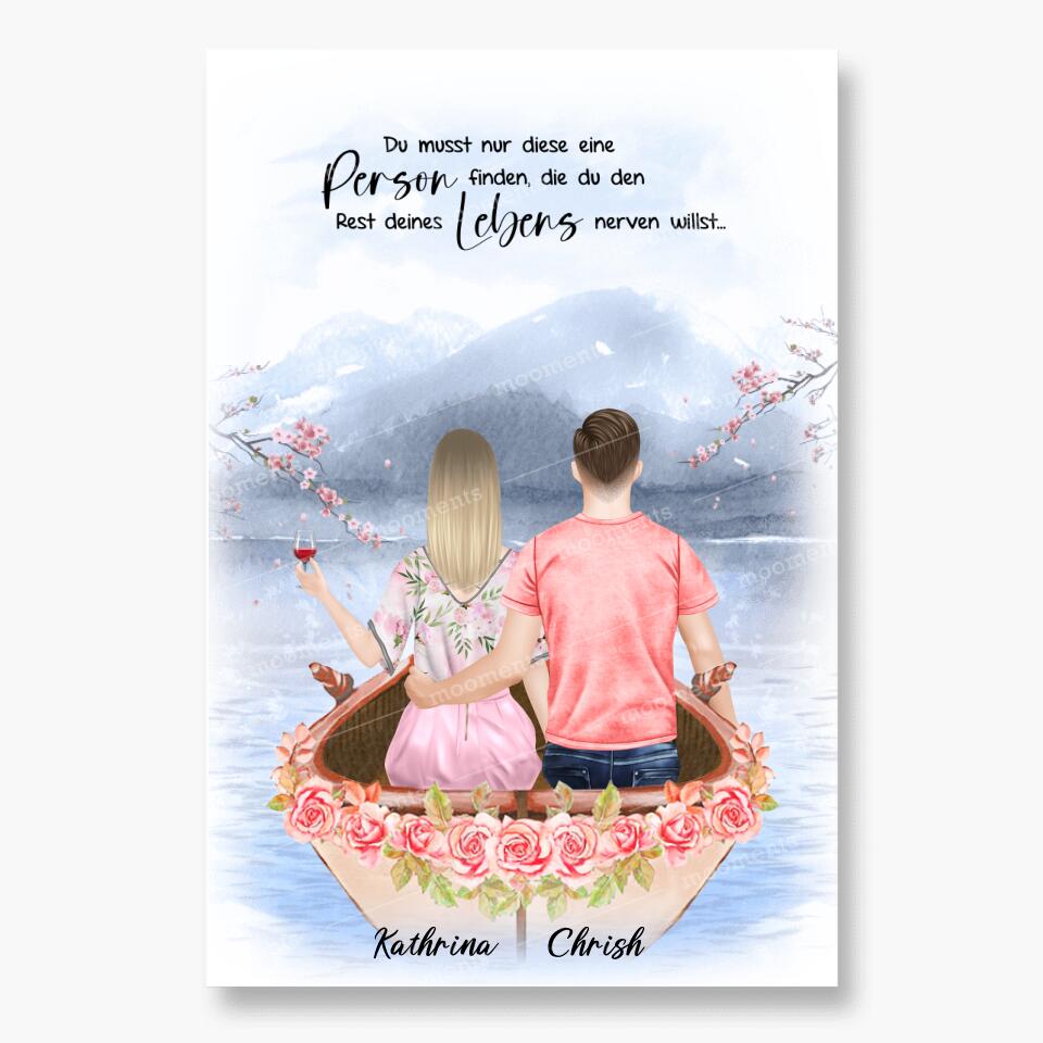 Pärchen im Liebesboot - Alu-Dibond