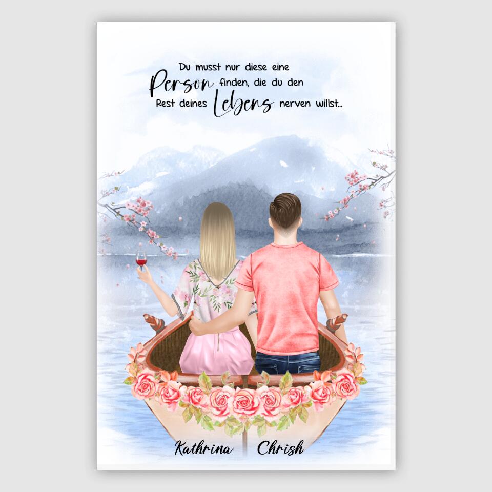 Pärchen im Liebesboot - Alu-Dibond