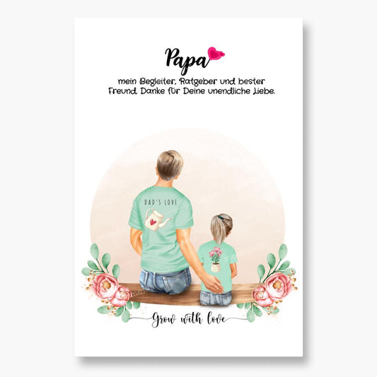 Vater und Tochter - Personalisiertes Geschenk - Alu-Dibond