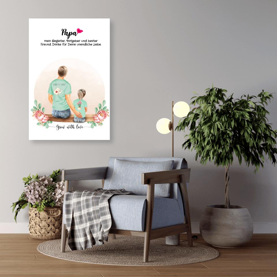 Vater und Tochter - Personalisiertes Geschenk - Alu-Dibond