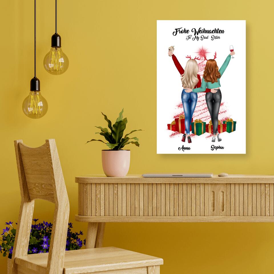 Weihnachtsfeier 2 Freundinnen Personalisiertes Geschenk - Poster