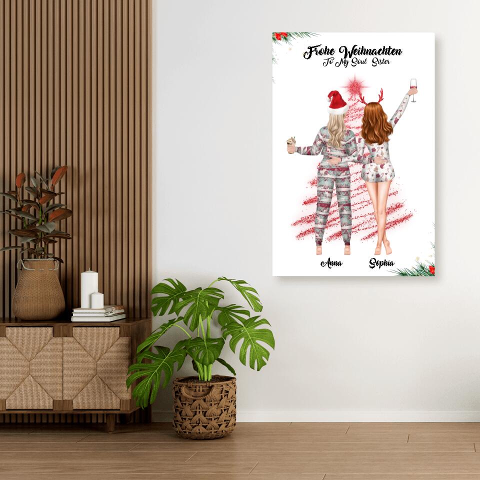 Weihnachtsfeier 2 Freundinnen Personalisiertes Geschenk - Poster