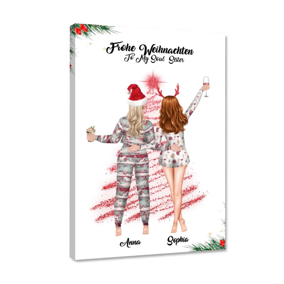 Weihnachtsfeier 2 Freundinnen Personalisiertes Geschenk - Poster