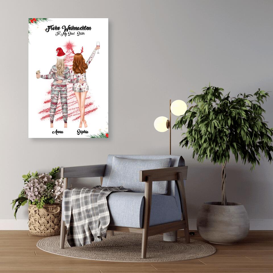 Weihnachtsfeier 2 Freundinnen Personalisiertes Geschenk - Poster