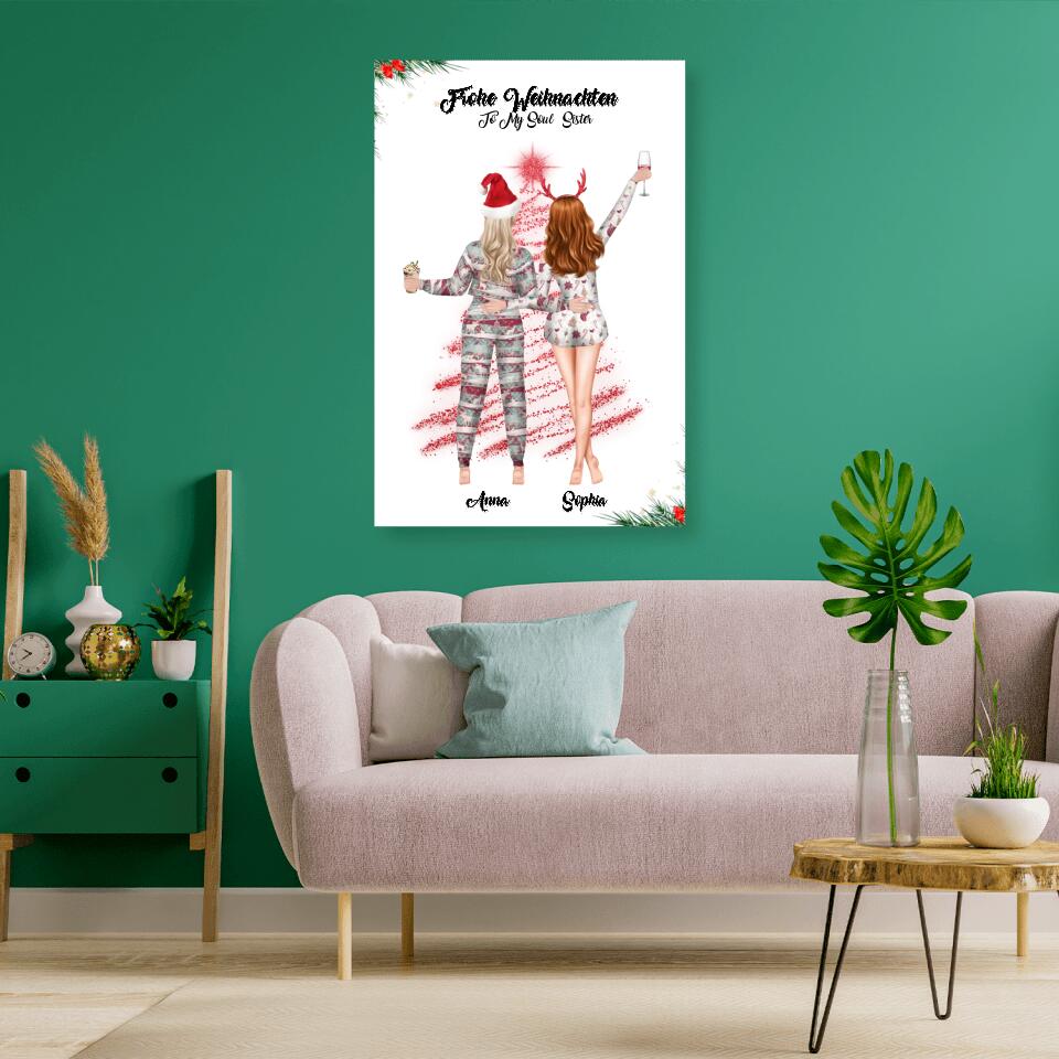 Weihnachtsfeier 2 Freundinnen Personalisiertes Geschenk - Poster