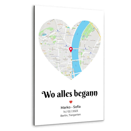 Deine Liebes-Karte ,,Wo alles begann" - Alu-Dibond