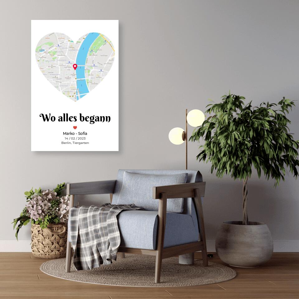 Deine Liebes-Karte ,,Wo alles begann" - Alu-Dibond