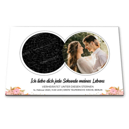 Pärchen Sternkarte mit Foto - Alu-Dibond