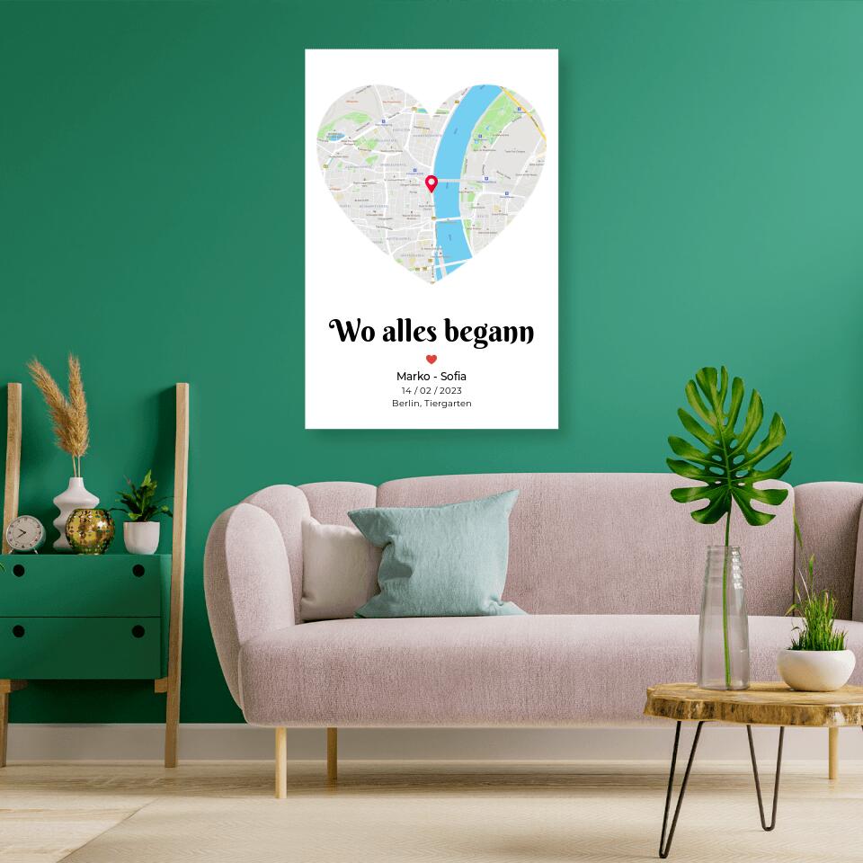 Deine Liebes-Karte ,,Wo alles begann" - Alu-Dibond