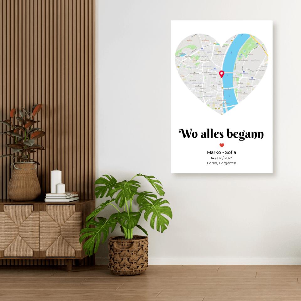 Deine Liebes-Karte ,,Wo alles begann" - Alu-Dibond