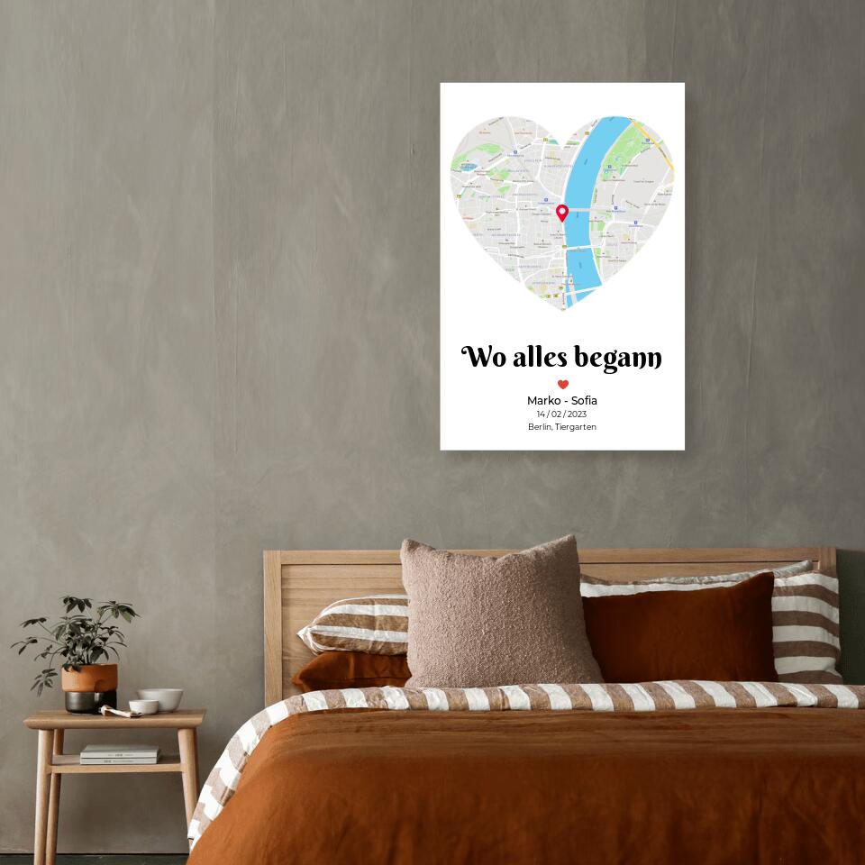 Deine Liebes-Karte ,,Wo alles begann" - Alu-Dibond