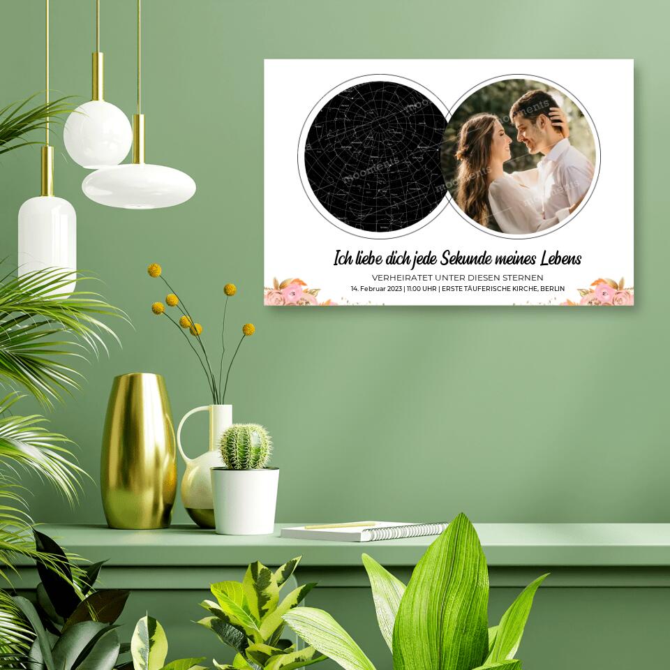 Pärchen Sternkarte mit Foto - Alu-Dibond