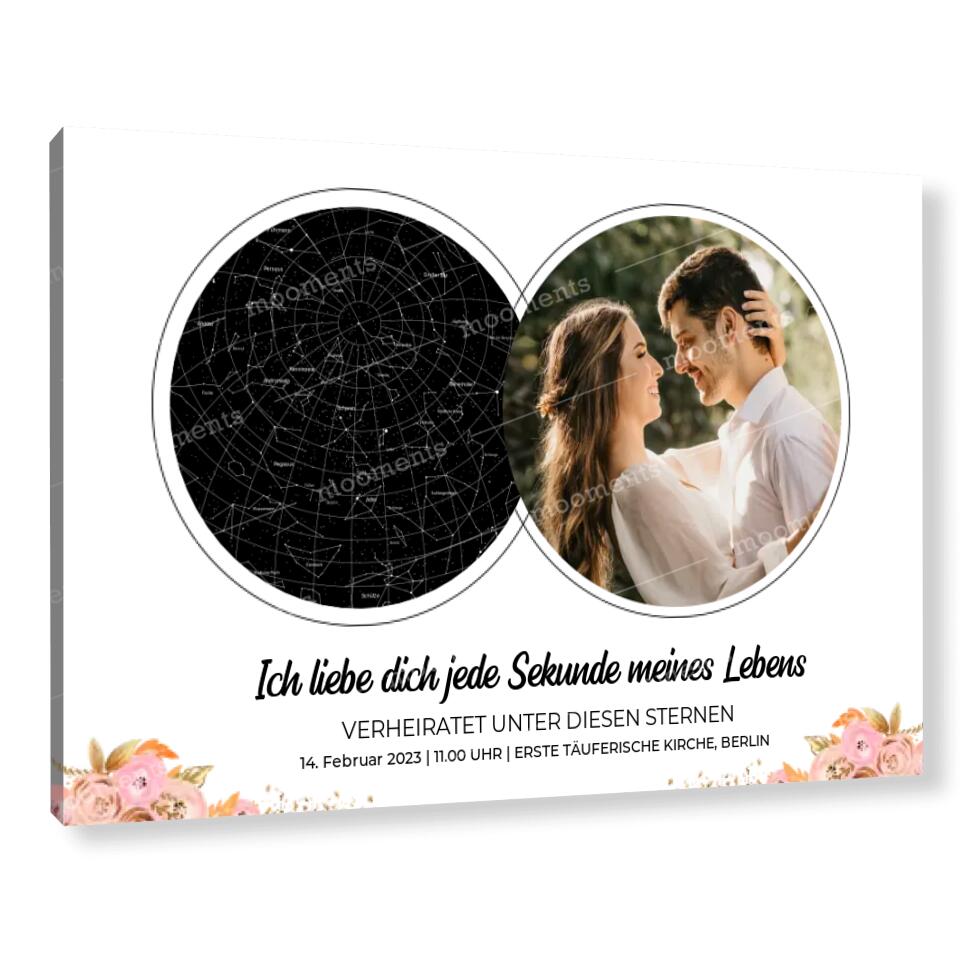 Pärchen Sternkarte mit Foto - Alu-Dibond