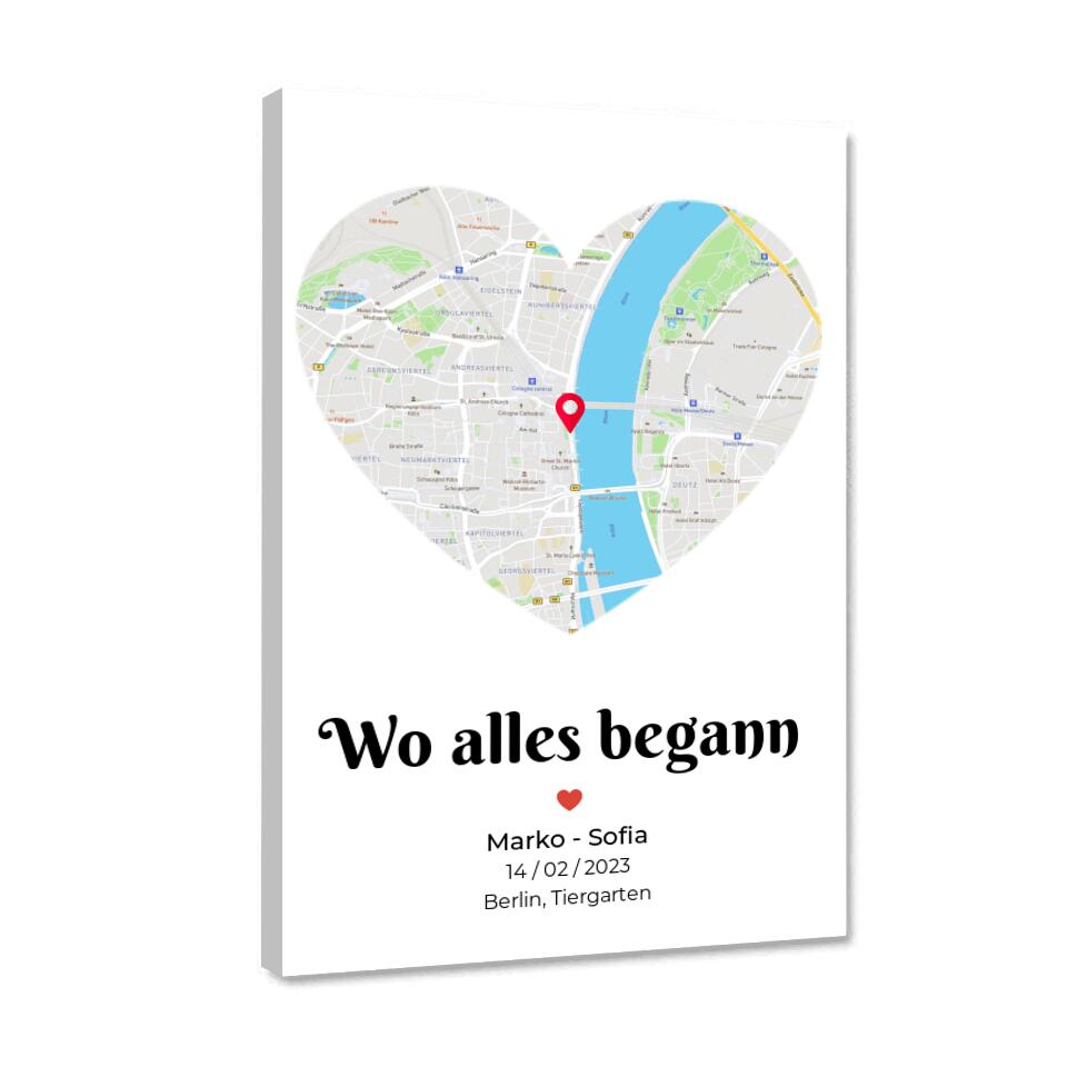 Deine Liebes-Karte ,,Wo alles begann" - Alu-Dibond