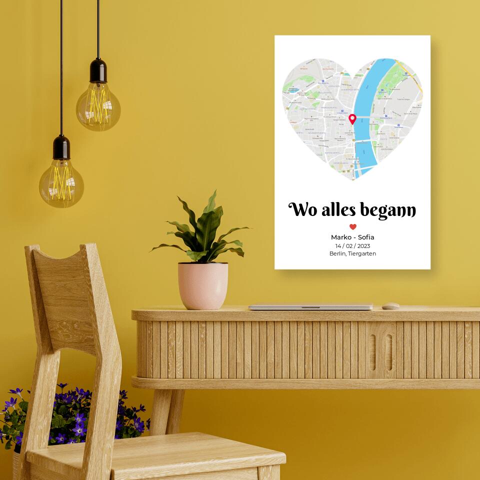 Deine Liebes-Karte ,,Wo alles begann" - Alu-Dibond