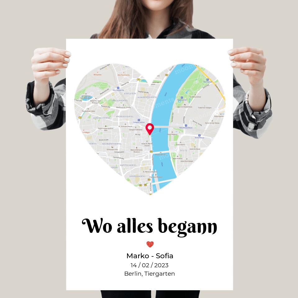 Deine Liebes-Karte ,,Wo alles begann" - Alu-Dibond