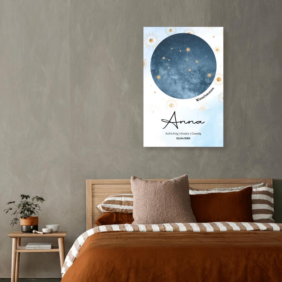 Personalisiertes Sternzeichen mit Name und Datum - Poster