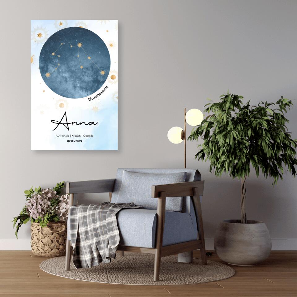 Personalisiertes Sternzeichen mit Name und Datum - Poster