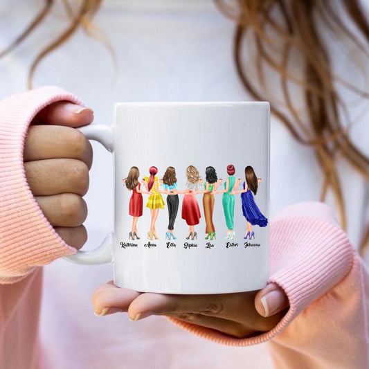 7 Freundinnen personalisiertes Partygeschenk - Tassen