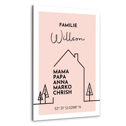 Die Familie ist mein Zuhause - Personalisiertes Alu-Dibond
