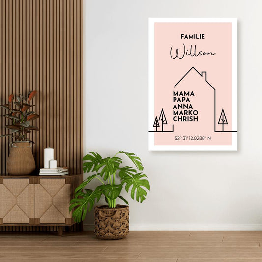 Die Familie ist mein Zuhause - Personalisiertes Leinwand