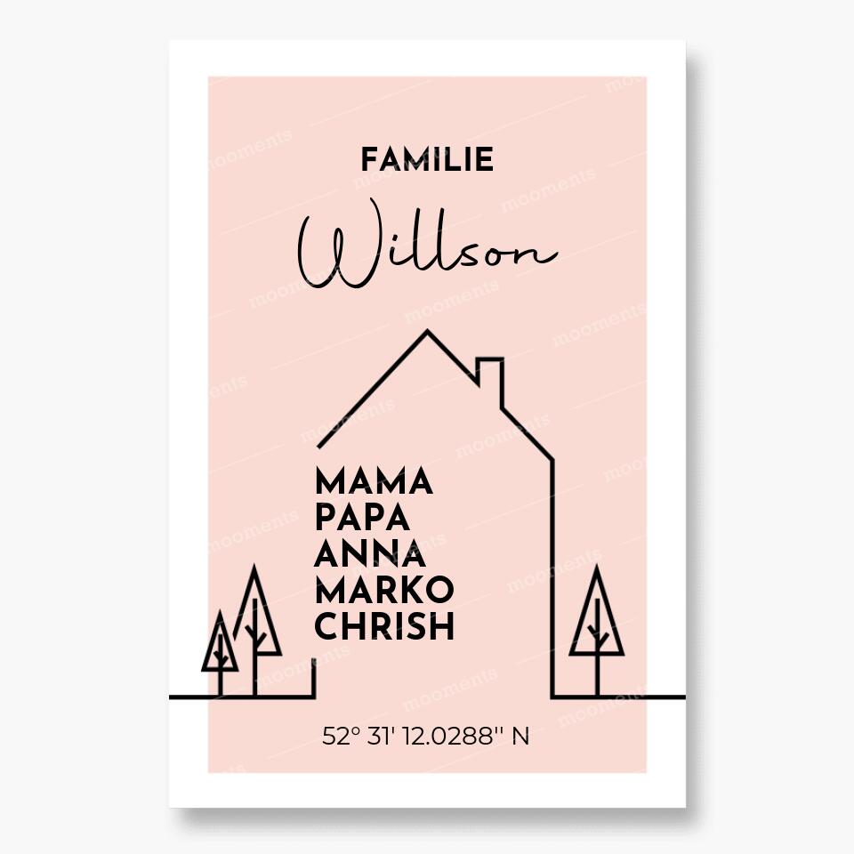 Die Familie ist mein Zuhause - Personalisiertes Poster