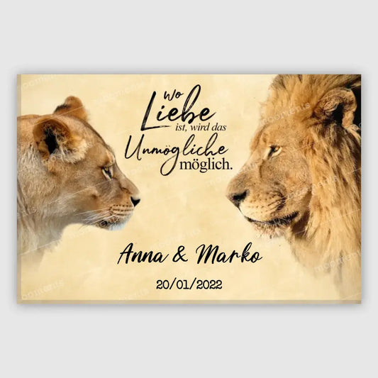 Lion & Lioness - Leinwand