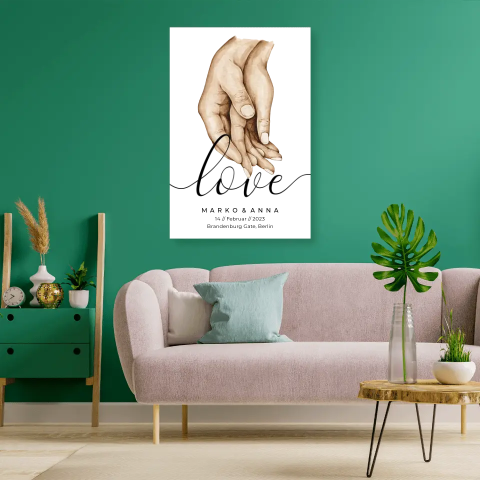 Personalisiertes Pärchen-Poster ,,Liebende Hände" - Poster