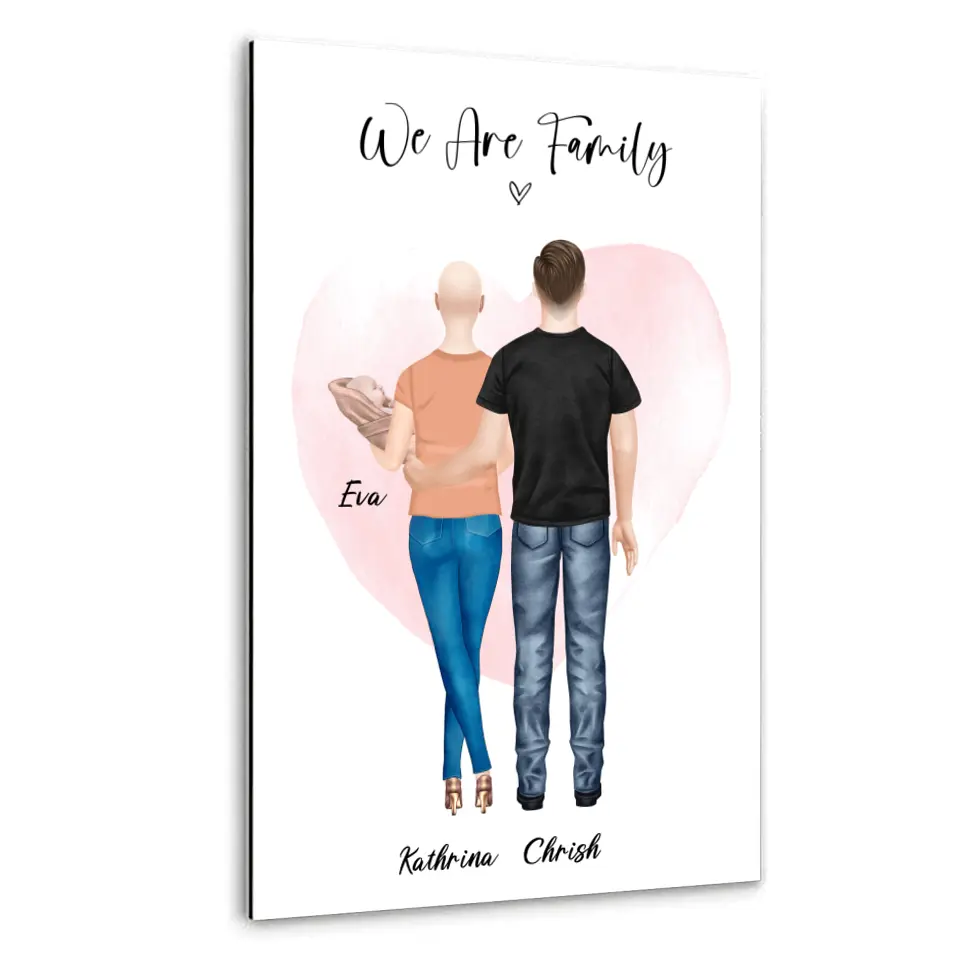 Personalisiertes Geschenk Ehepaar mit neugeborenem Baby - Poster
