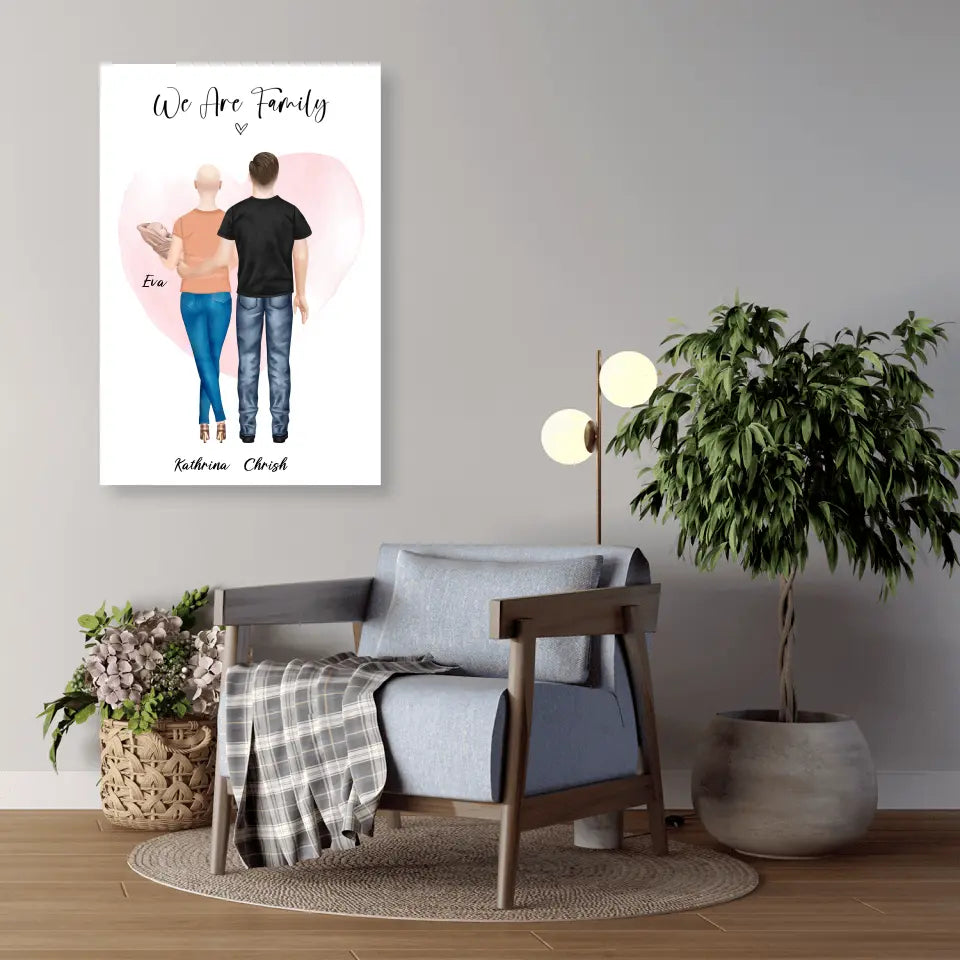 Personalisiertes Geschenk Ehepaar mit neugeborenem Baby - Poster