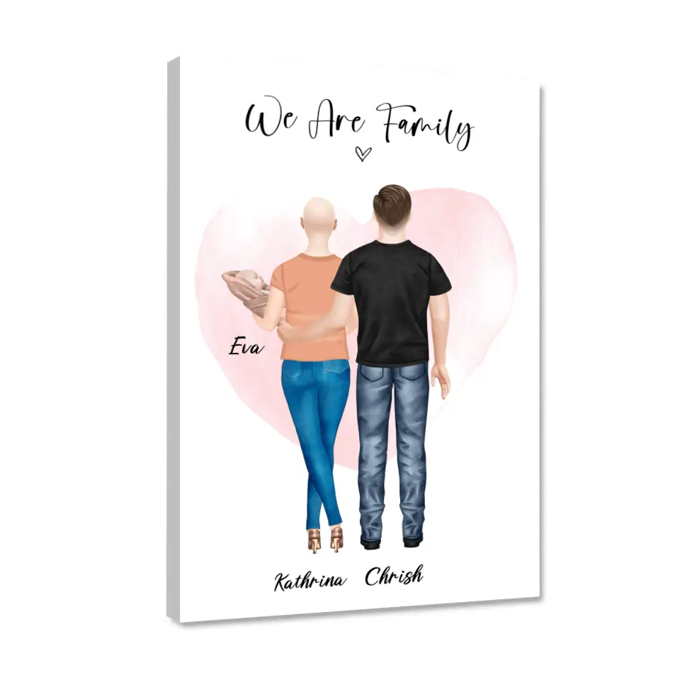 Personalisiertes Geschenk Ehepaar mit neugeborenem Baby - Poster
