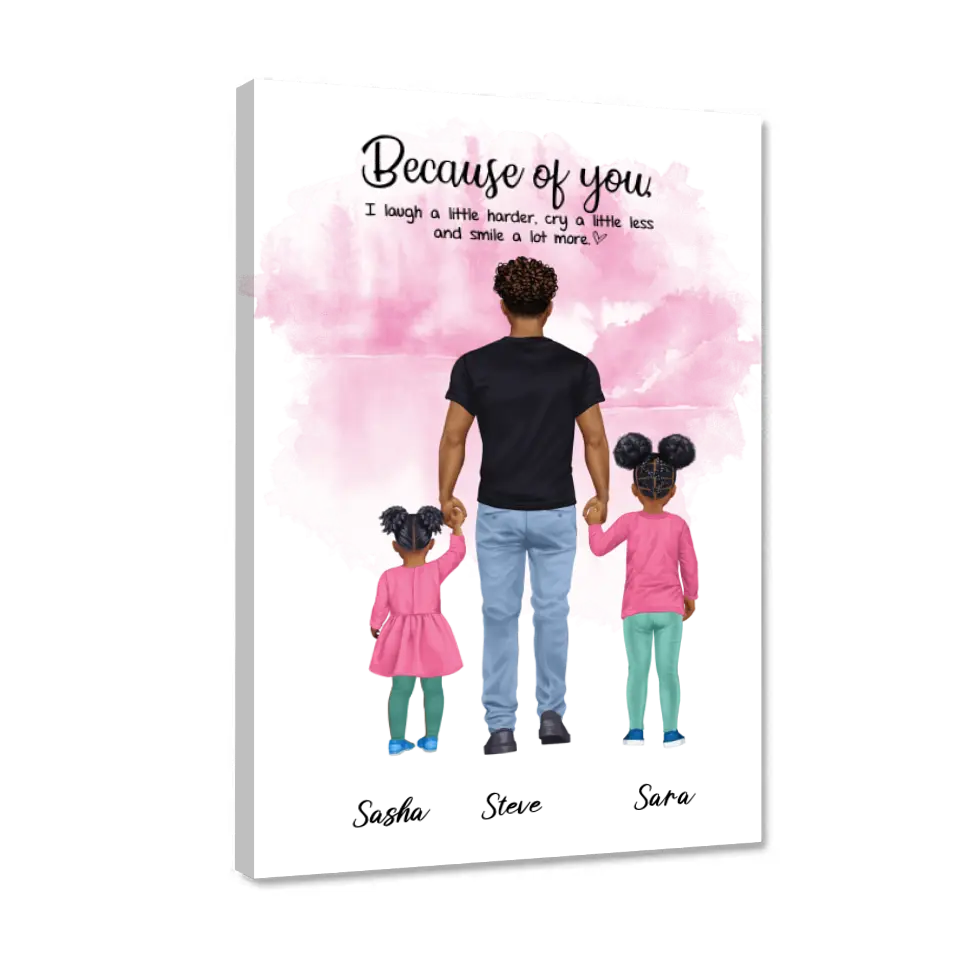 Vater mit zwei Kindern - personalisiertes Geschen - Poster