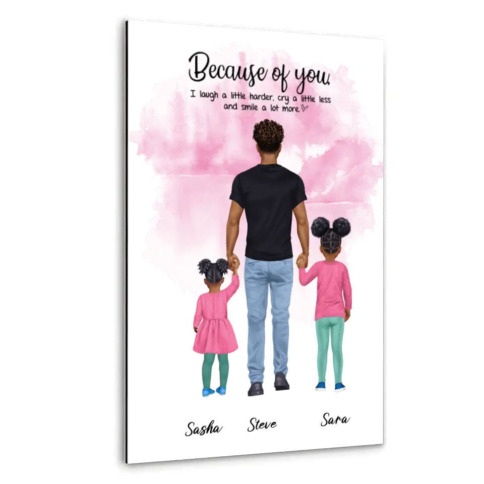 Vater mit zwei Kindern - personalisiertes Geschen - Poster